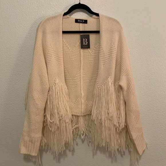 Cream Fringe Chunky Cardigan - Picture 1 of 3